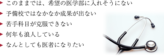 このままでは希望の学部に入れそうにない 予備校でなかなか成果が出ない 苦手科目が克服できない何年も浪人している なんとしても医者になりたい